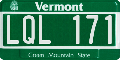 VT license plate LQL171