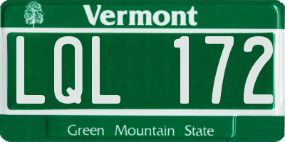 VT license plate LQL172
