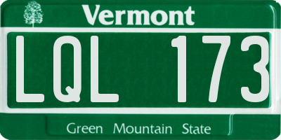 VT license plate LQL173