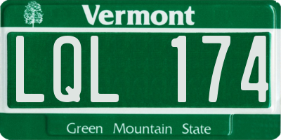VT license plate LQL174