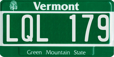 VT license plate LQL179
