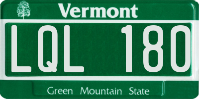 VT license plate LQL180