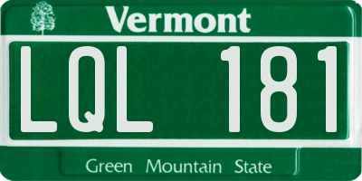 VT license plate LQL181