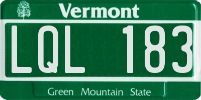 VT license plate LQL183