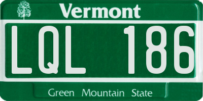 VT license plate LQL186