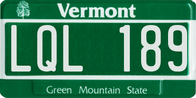 VT license plate LQL189