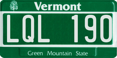 VT license plate LQL190
