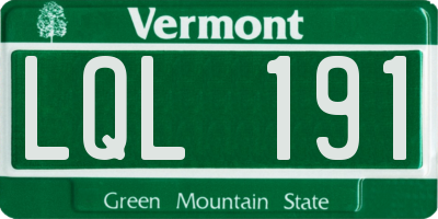 VT license plate LQL191