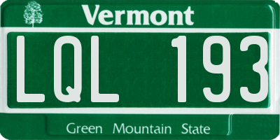 VT license plate LQL193