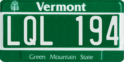 VT license plate LQL194
