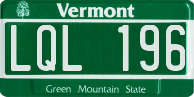 VT license plate LQL196