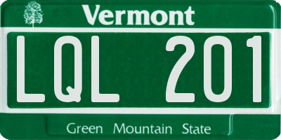 VT license plate LQL201