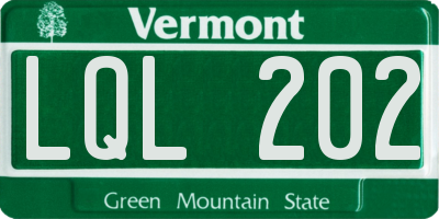 VT license plate LQL202