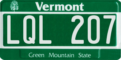 VT license plate LQL207