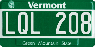 VT license plate LQL208