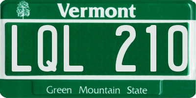 VT license plate LQL210