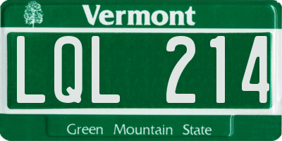 VT license plate LQL214