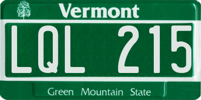 VT license plate LQL215