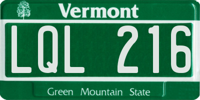 VT license plate LQL216