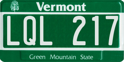 VT license plate LQL217