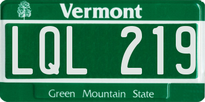 VT license plate LQL219