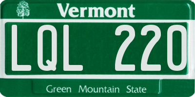 VT license plate LQL220