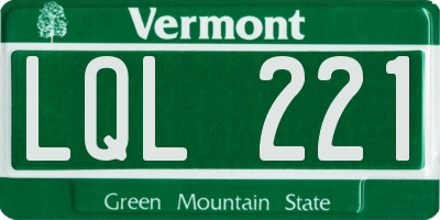VT license plate LQL221