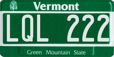 VT license plate LQL222