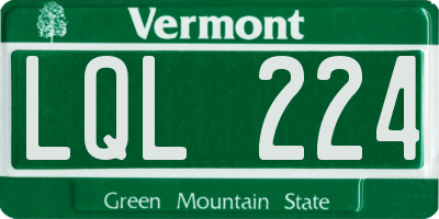 VT license plate LQL224
