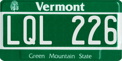 VT license plate LQL226