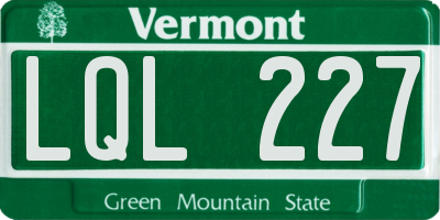 VT license plate LQL227