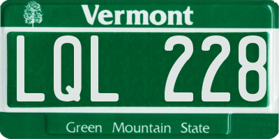 VT license plate LQL228