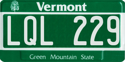 VT license plate LQL229