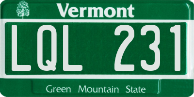 VT license plate LQL231