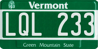 VT license plate LQL233