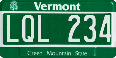 VT license plate LQL234
