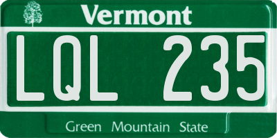 VT license plate LQL235