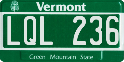 VT license plate LQL236