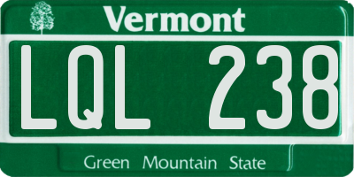 VT license plate LQL238
