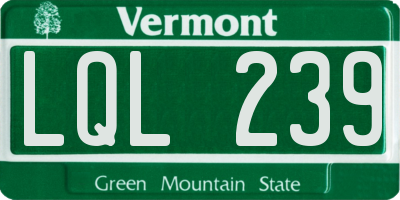 VT license plate LQL239