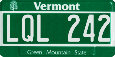 VT license plate LQL242