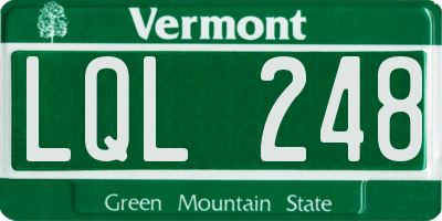 VT license plate LQL248