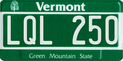 VT license plate LQL250