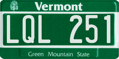VT license plate LQL251