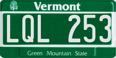 VT license plate LQL253