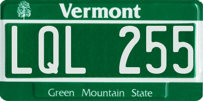 VT license plate LQL255