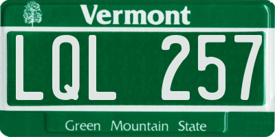 VT license plate LQL257
