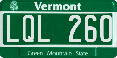 VT license plate LQL260