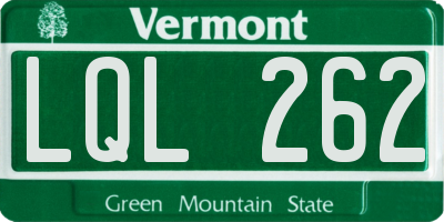 VT license plate LQL262