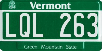 VT license plate LQL263
